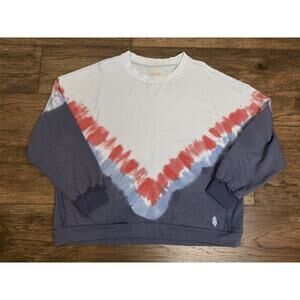 New FP Movement Metti Ombre Sweatshirt Free People Blue Tie Dye Oversized Sz L